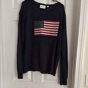 Classic Navy Sweater with American Flag Design